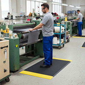 FlorONE Anti-Fatigue Mat Yorgunluk Önleyici İş Yeri Paspası - Sarı Şeritli - 90 x 150