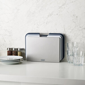 Nest 3'lü Küçük Kesme Tahta Seti-gri