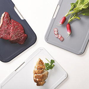 Nest 3'lü Küçük Kesme Tahta Seti-gri