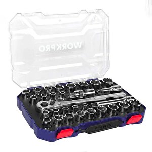 Workpro Wp202525 30 Parça 1/2’’ Cr-v Metrik/i̇nç Profesyonel Lokma Takımı
