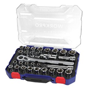 Workpro Wp202525 30 Parça 1/2’’ Cr-v Metrik/i̇nç Profesyonel Lokma Takımı
