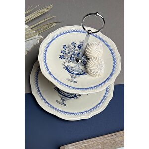 Tabak Evi Porselen Antik Fulya Katlı Kurabiyelik 21-26cm (aparatlı)