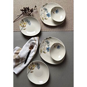 Tabak Evi Porselen Flor Azul Pebble Yemek Takımı 4 Kişilik 12 Parça