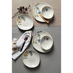 Tabak Evi Porselen Flor Azul Pebble Yemek Takımı 4 Kişilik 12 Parça