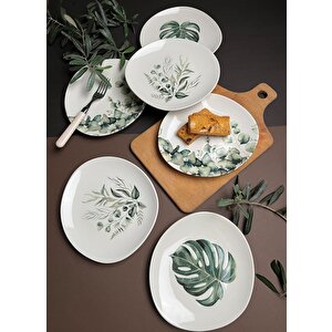 Tabak Evi Porselen Hoja Verde Pebble Pasta Takımı 19x21cm 6 Parça