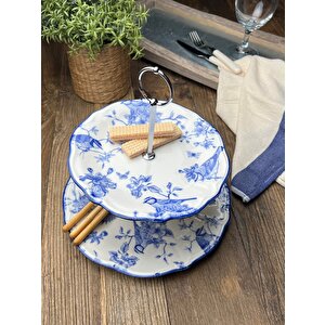 Tabak Evi Porselen Garden Fulya Katlı Kurabiyelik 21-26cm (aparatlı)