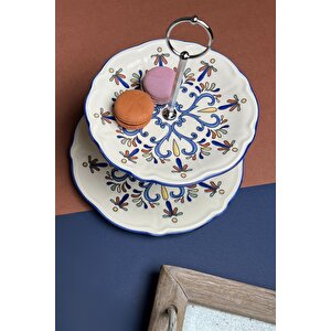 Tabak Evi Porselen Aras Fulya Katlı Kurabiyelik 21-26cm (aparatlı)