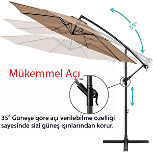 3 Mt 8 Kaburga Full Demir 21 Kg Bej Bahçe Şemsiyesi Full Set Havuz Şemsiyesi Büyük Şemsiye