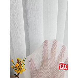 Simli Krep Bambu Balık Sırtı Tül Perde 1/2 Sık Pile - Extra Gramajlı - Ütü Gerektirmez 420x255 cm
