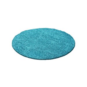 Yuvarlak Shaggy Halı 30 Mm Uzun Ve Yüksek Tüylü Düz Mavi Renkli 80 cm