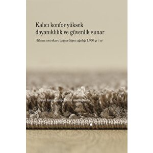 Yuvarlak Shaggy Halı 30 Mm Uzun Ve Yüksek Tüylü Düz Toprak Rengi