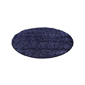 Yuvarlak Shaggy Halı 30 Mm Uzun Ve Yüksek Tüylü Düz Lacivert Renkli 80 cm