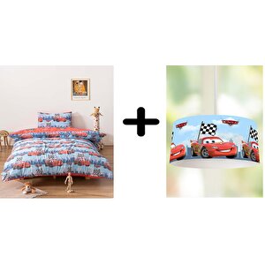 Şimşek Mcqueen Avize Ve Çift Taraflı Çocuk Nevresim Takımı 160x220 Cm Set