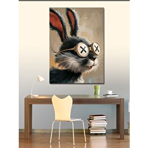Kanvas Tablo Gözlüklü Sevimli Tavşan 70x100 cm