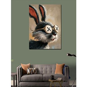Kanvas Tablo Gözlüklü Sevimli Tavşan 100x140 cm