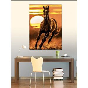 Kanvas Tablo Gün Batımı Ve Koşan At 70x100 cm
