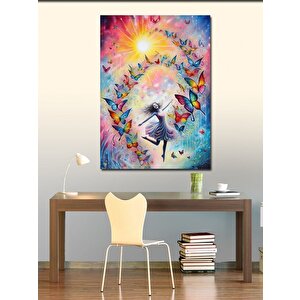 Kanvas Tablo Kelebekler Ve Soyut Kadın 100x140 cm