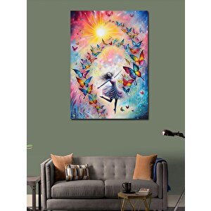 Kanvas Tablo Kelebekler Ve Soyut Kadın 100x140 cm