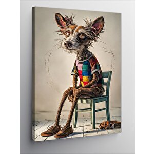 Kanvas Tablo Renkli Tişörtlü Köpek 70x100 cm