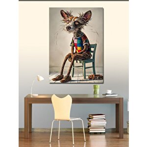 Kanvas Tablo Renkli Tişörtlü Köpek 70x100 cm