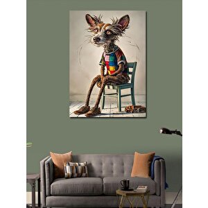 Kanvas Tablo Renkli Tişörtlü Köpek 70x100 cm
