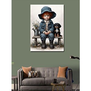 Kanvas Tablo Sevimli Köpek Ve Çocuk 100x140 cm