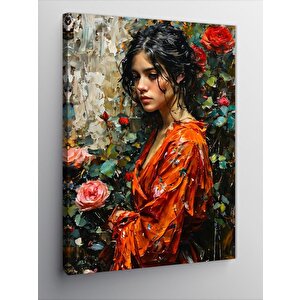 Kanvas Tablo Kırmızı Elbiseli Kadın 70x100 cm
