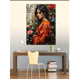 Kanvas Tablo Kırmızı Elbiseli Kadın 70x100 cm