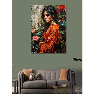 Kanvas Tablo Kırmızı Elbiseli Kadın 70x100 cm
