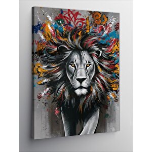 Kanvas Tablo Renkli Yeleli Aslan 70x100 cm