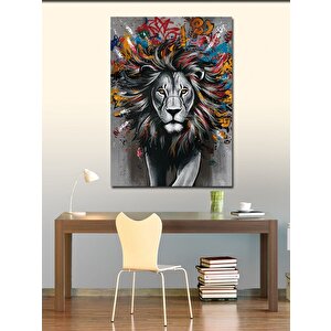 Kanvas Tablo Renkli Yeleli Aslan 70x100 cm