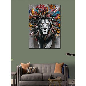 Kanvas Tablo Renkli Yeleli Aslan 70x100 cm