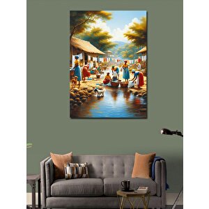 Kanvas Tablo Çamaşır Yıkayan Afrikalı Kadınlar 70x100 cm