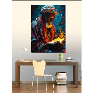 Kanvas Tablo Kitap Okuyan Yaşlı Adam
