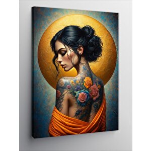 Kanvas Tablo Sırtı Dövmeli Kadın 100x140 cm
