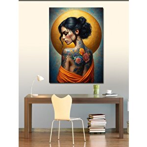 Kanvas Tablo Sırtı Dövmeli Kadın 100x140 cm