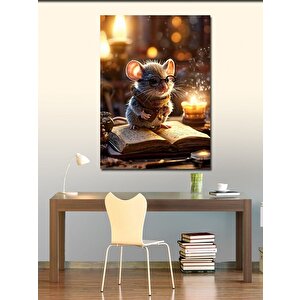 Kanvas Tablo Kitap Okuyan Fare 70x100 cm