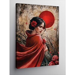 Kanvas Tablo Kırmızı Güneş Ve Kadın 70x100 cm