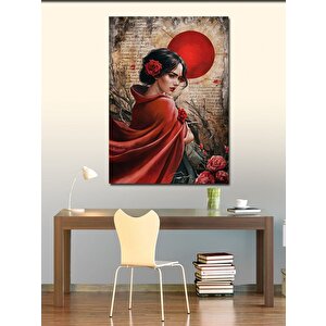 Kanvas Tablo Kırmızı Güneş Ve Kadın 70x100 cm