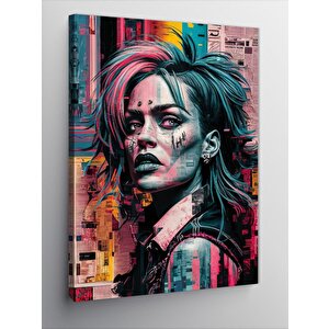 Kanvas Tablo Renkli Saçlı Kadın 100x140 cm