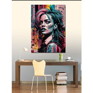 Kanvas Tablo Renkli Saçlı Kadın 100x140 cm
