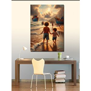 Kanvas Tablo Sahil Kenarında Ki Çocuklar 100x140 cm