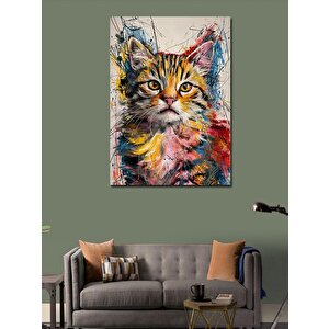 Kanvas Tablo Renkli Kedi 100x140 cm