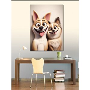 Kanvas Tablo Gülen Köpekler 70x100 cm