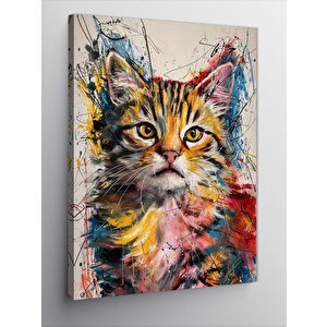 Kanvas Tablo Renkli Kedi 70x100 cm