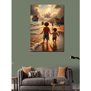 Kanvas Tablo Sahil Kenarında Ki Çocuklar 70x100 cm