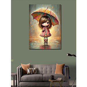 Kanvas Tablo Yağmur Ve Kız Çocuğu 100x140 cm