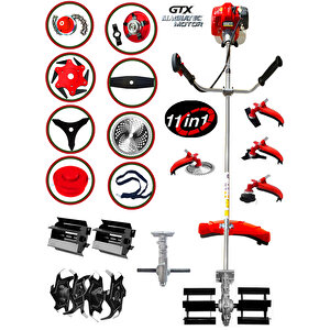 Yan Tipi 11 İN 1 Benzinli 20 HPX Ot Çim Çalı Biçme Tırpanı Full Mega Set Hediyeli Metal Şanzıman