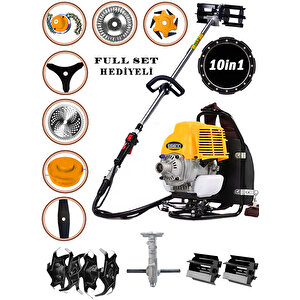 Drafth Sırt Tipi 10 in 1 Benzinli Motorlu 20 HPX Sırt Tırpan Ot Çim Çalı Biçme Makinesi Full Aparat Hediyeli