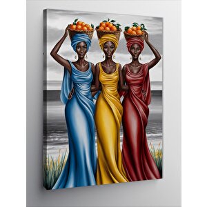 Kanvas Tablo Meyve Sepetleri Ve Kadınlar 100x140 cm